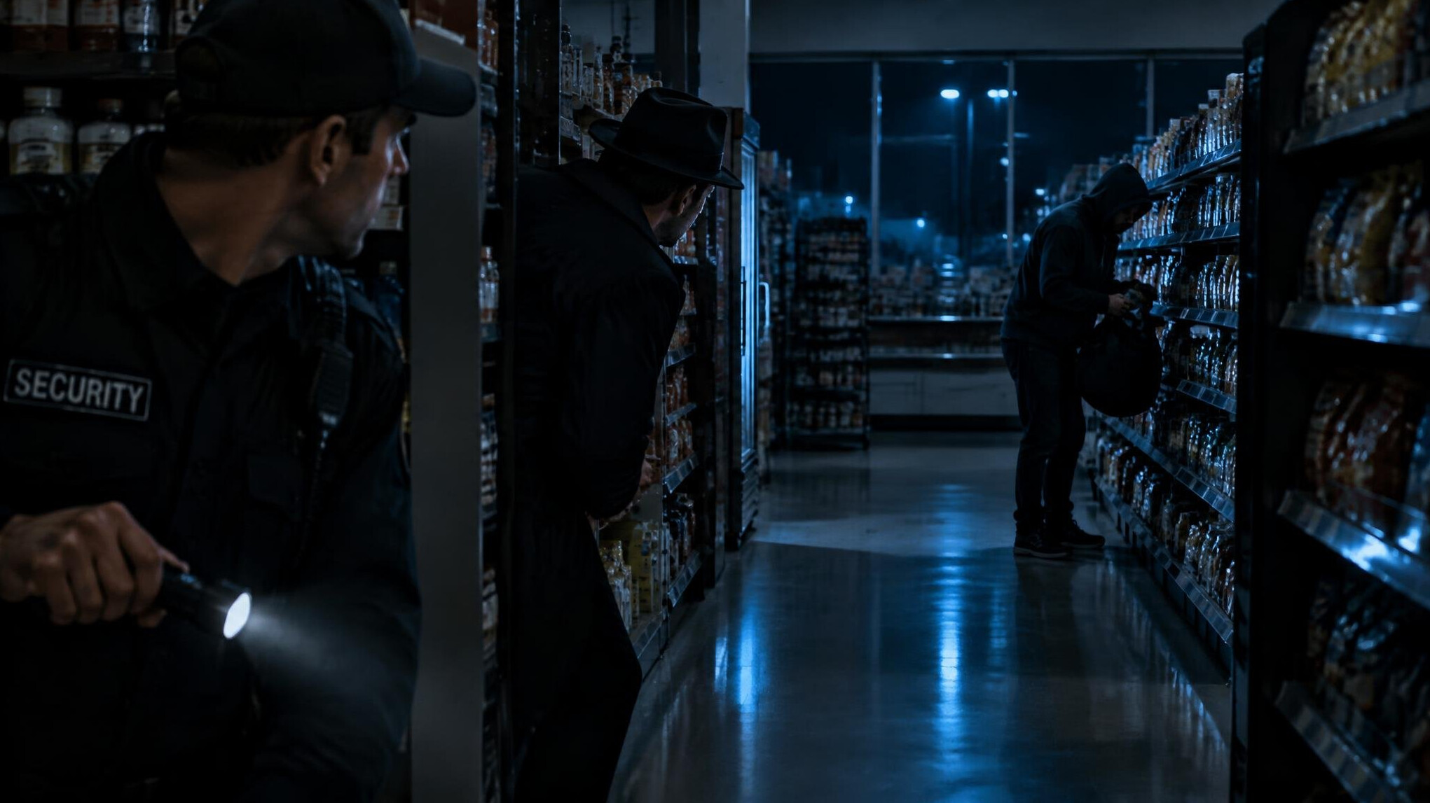 security expert in store at night