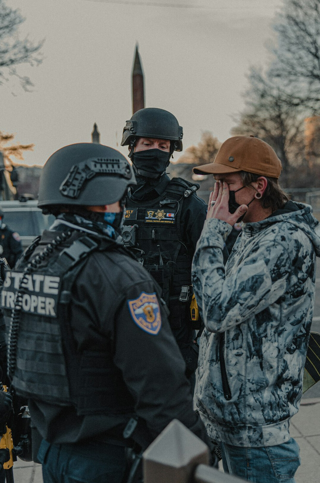 confrontation between guard and thief