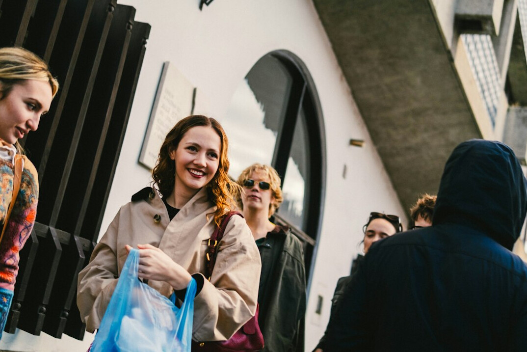 group of young people shopping